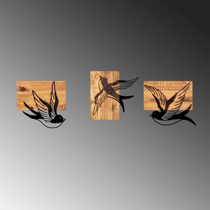 Wallity Free Birds - 333 Escultura de pared de madera y metal